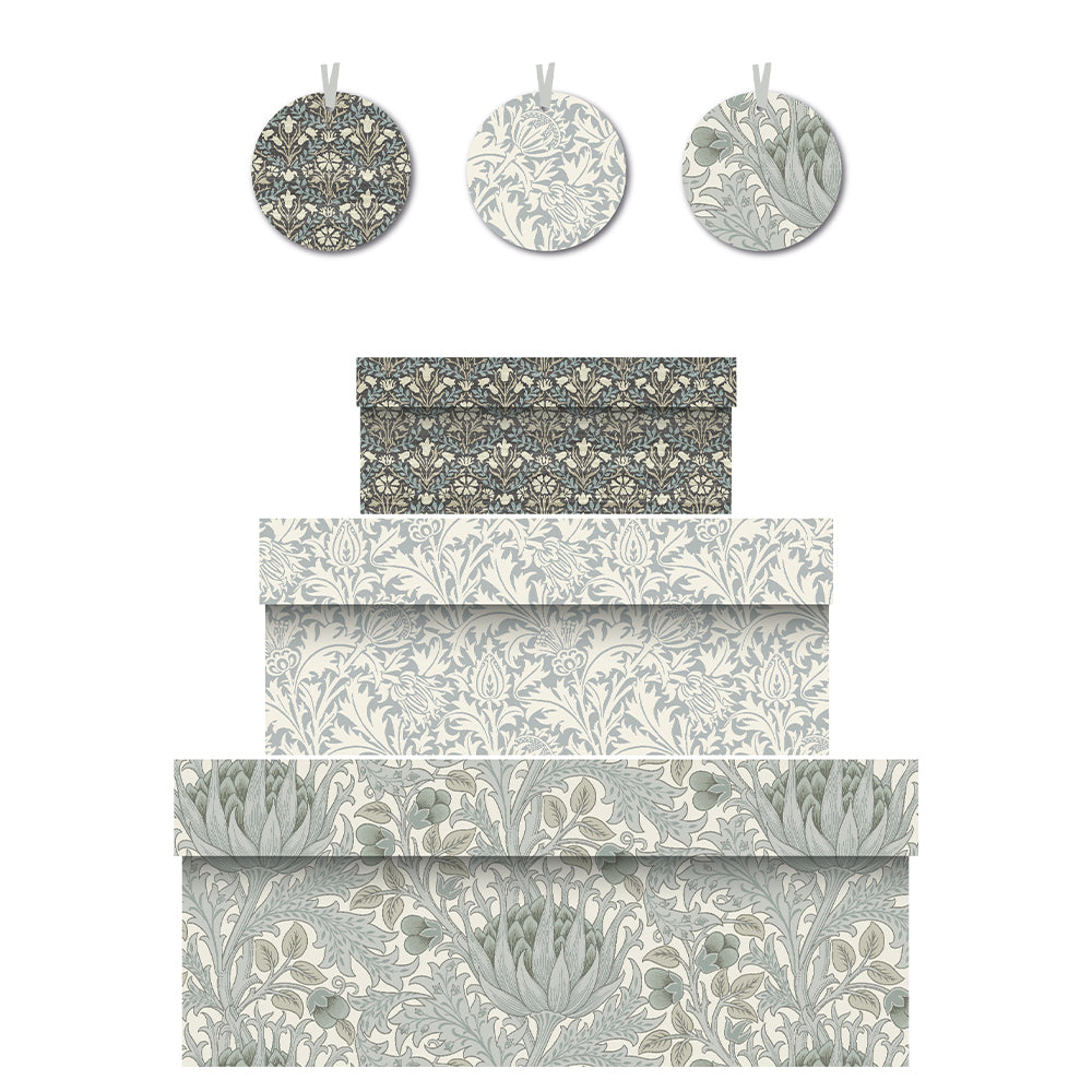 William Morris Artichoke Nest of 3 Boxes Nest of 3 Gift Boxes with gift tags