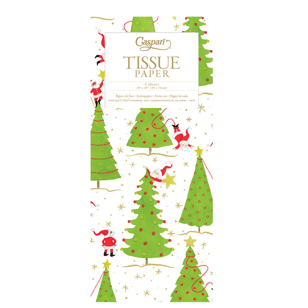 Twirling Santas by Janine Moore Christmas Tissue Paper 4 Sheets of 20 x 30" Tissue Wrapping Paper