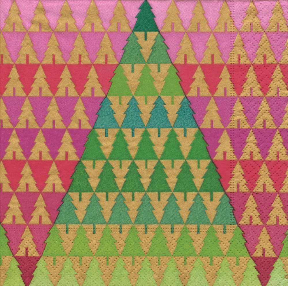 Zig Zag Trees Christmas Caspari Paper Table Napkins 33 cm square 3 ply lunch napkins