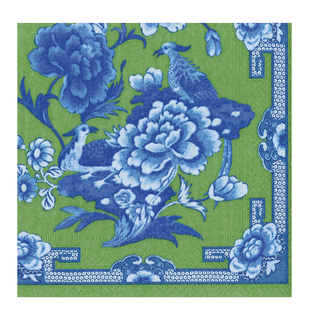 Green & Blue Plate Caspari Paper Dinner Napkins 40 cm square 3 ply 20 pack