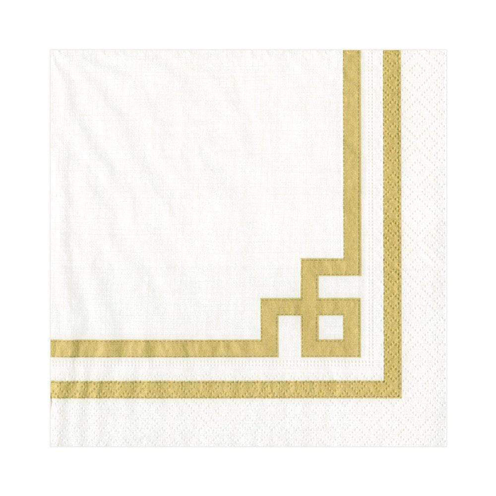 Rive Gauche Gold And White Caspari Paper Table Lunch Napkins 33 cm square 3 ply