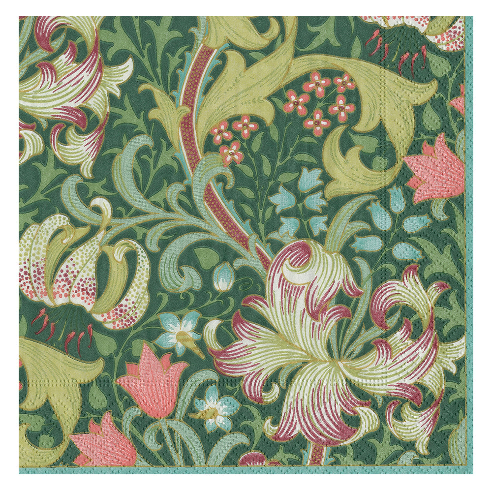 Golden Lily Forest Caspari Paper Table Napkins 33 cm square 3 ply lunch napkins