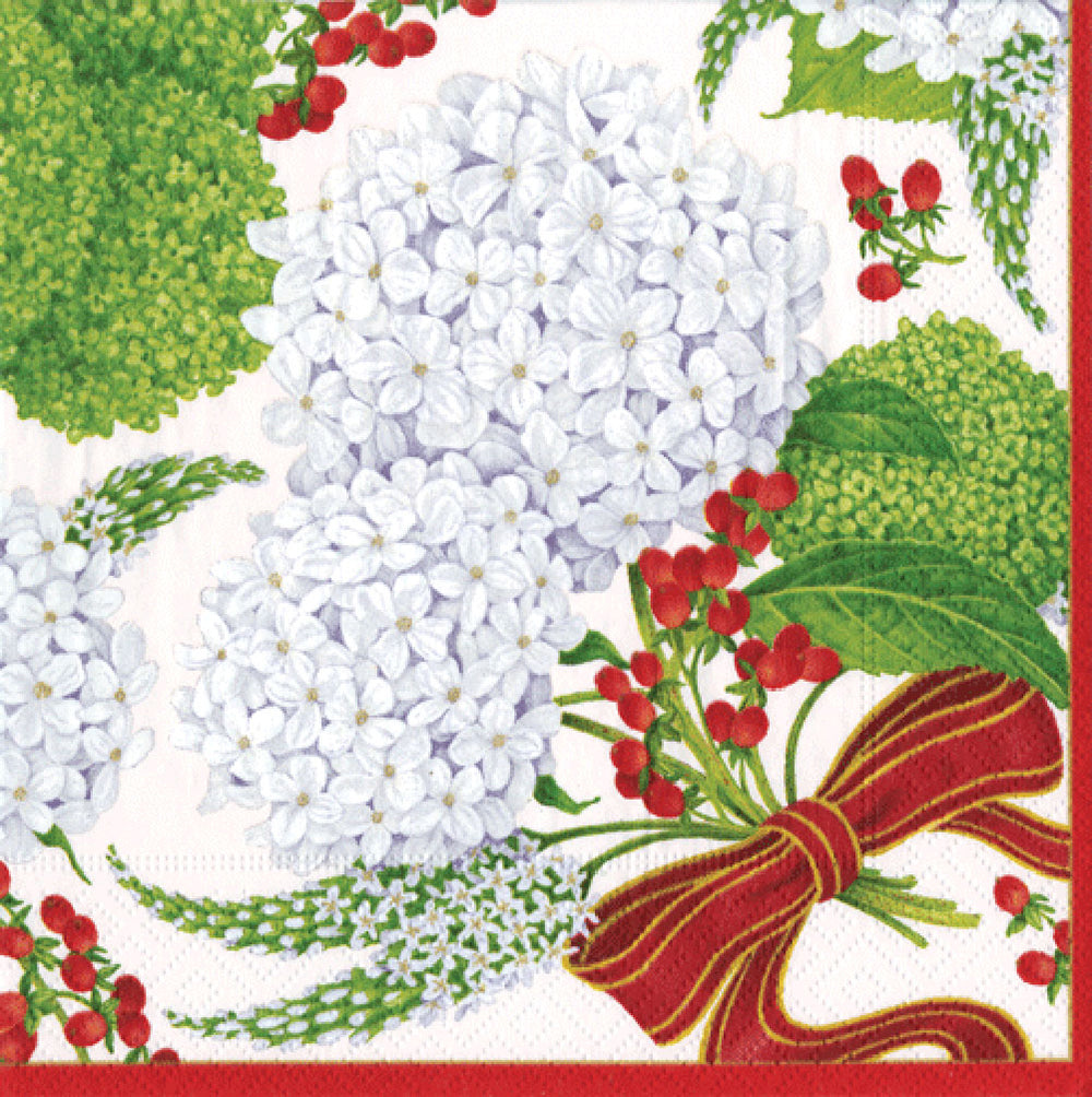 snowball Hydrangea Caspari Paper Cocktail Napkins 25 cm 20 pack 3 ply no pic