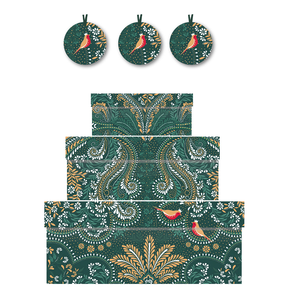 Sara Miller Robin Filigree Christmas Nest of 3 Boxes