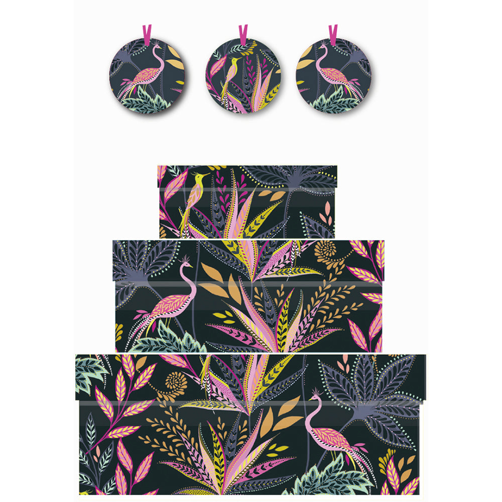 Sara Miller Botanic Paradise Midnight Nest of 3 Boxes