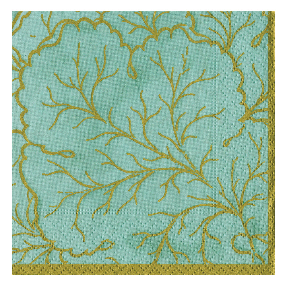 Gilded Majolica Saltwater Caspari Paper Table Lunch Napkins 33 cm square 3 ply