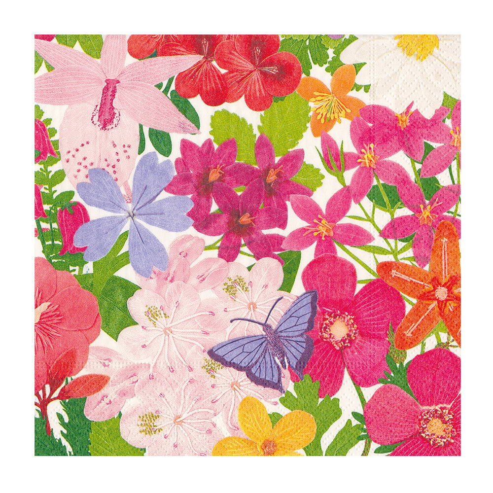 Halsted Floral Bright Caspari Paper Dinner Napkins 40 cm square 3 ply 20 pack