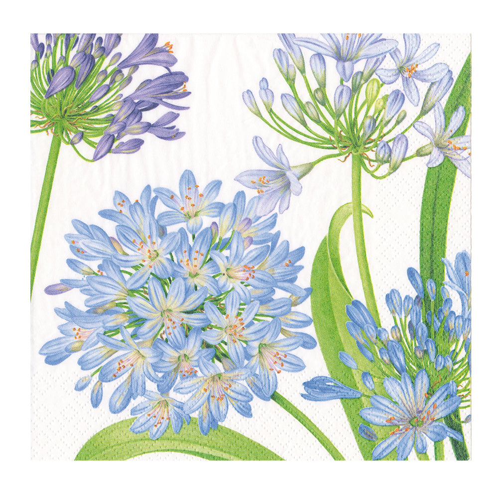 Agapanthus Garden Caspari Paper Dinner Napkins 40 cm square 3 ply 20 pack
