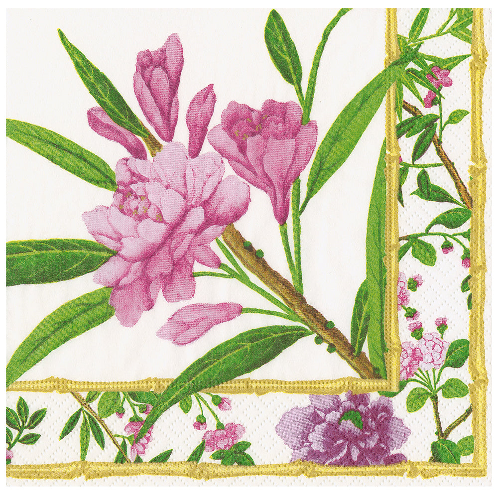 Wellington Ivory Flowers Floral Caspari Paper Table Napkins 40 cm square 3 ply dinner napkins