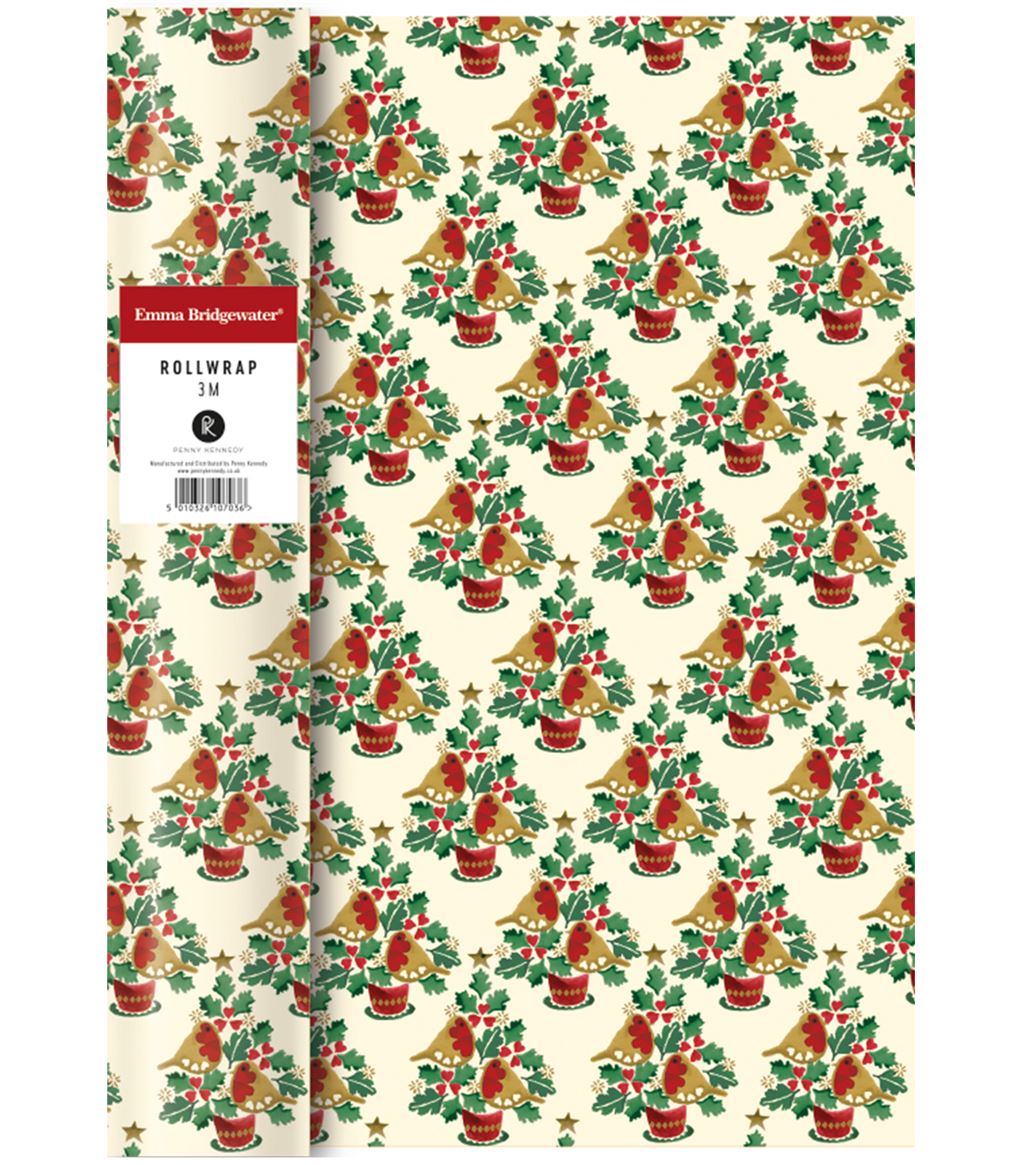 Emma Bridgewater CHRISTMAS JOY Robins Roll Wrap 3 m x 70 cm