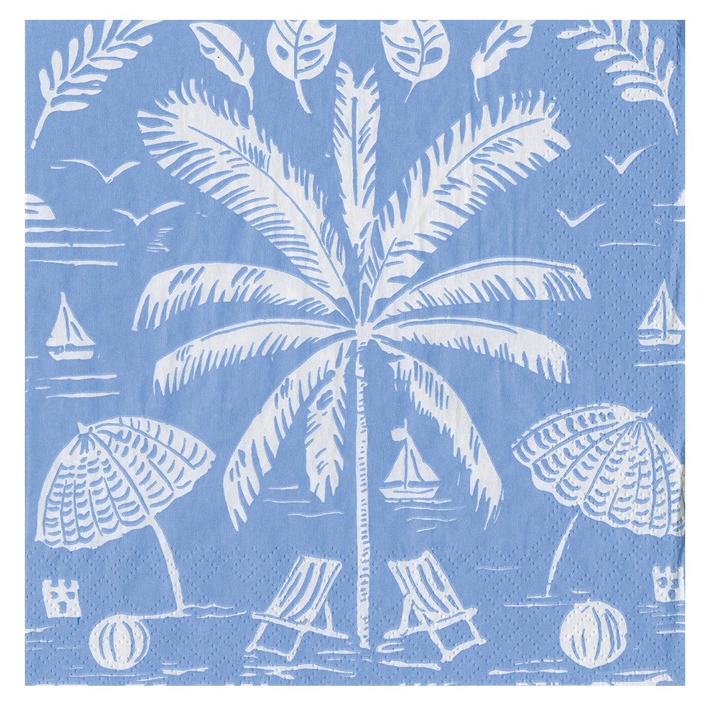Ocean Palms Parasols Caspari Paper Table Napkins 33 cm square 3 ply lunch napkins