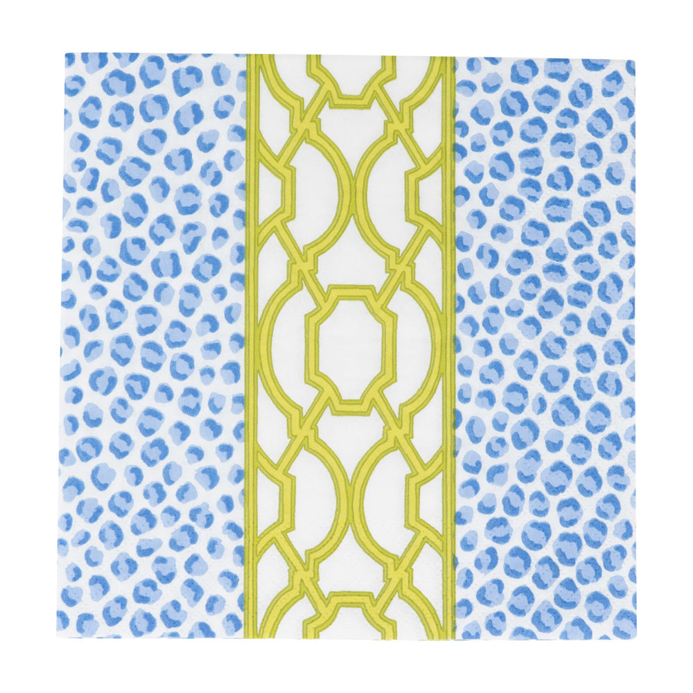 Knots And Spots Blue Green Caspari Paper Table Lunch Napkins 33 cm square 3 ply