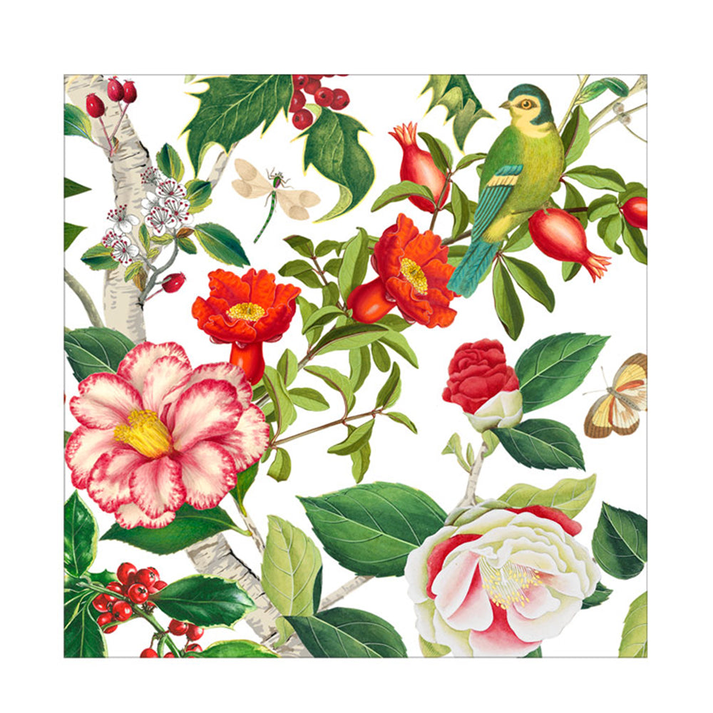 Christmas Chinoiserie White Caspari Paper Cocktail Napkins 25 cm 20 pack 3 ply