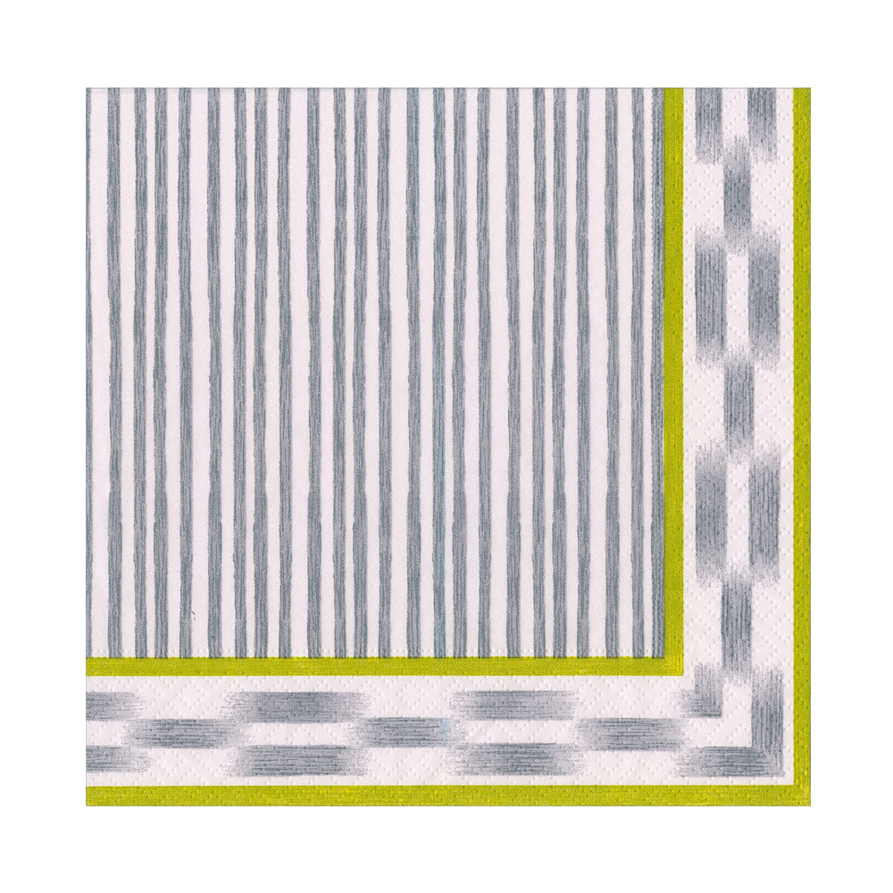 Boho Stripe Grey Geometric Caspari Paper Table Lunch Napkins 33 cm square 3 ply