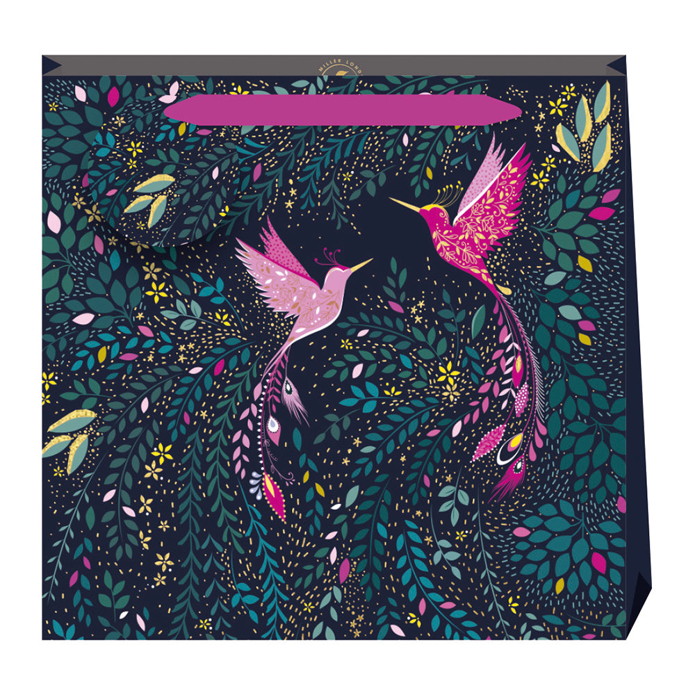 Sara Miller Hummingbird Paradise Large Luxury Paper Gift Bag with tag 325 x 325 x 120 mm