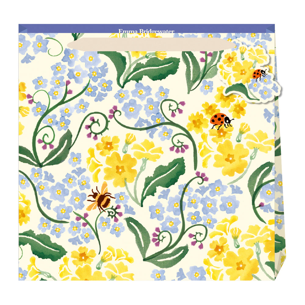 Emma Bridgewater Forget Me Not Medium Luxury Paper Gift Bag with tag 220 x 220 x 80 mm