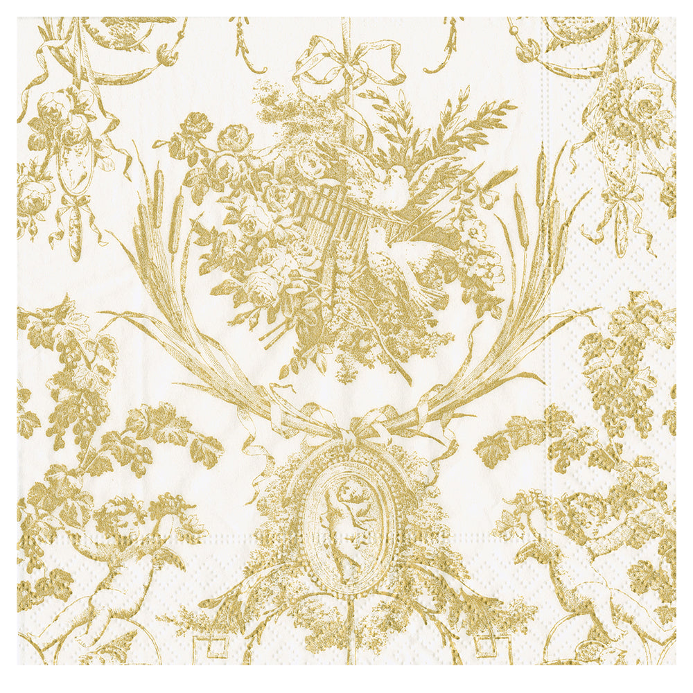 Romantic Toile Gold Caspari Paper Table Napkins 40 cm square 3 ply dinner napkins