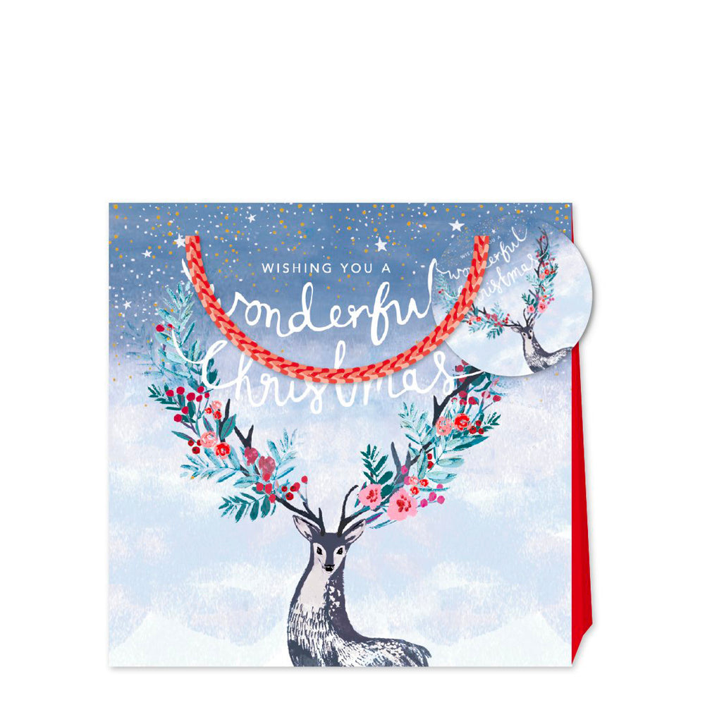 Louise Tiler Wonderful Christmas Medium Luxury Paper Gift Bag with tag 220 x 220 x 80 mm