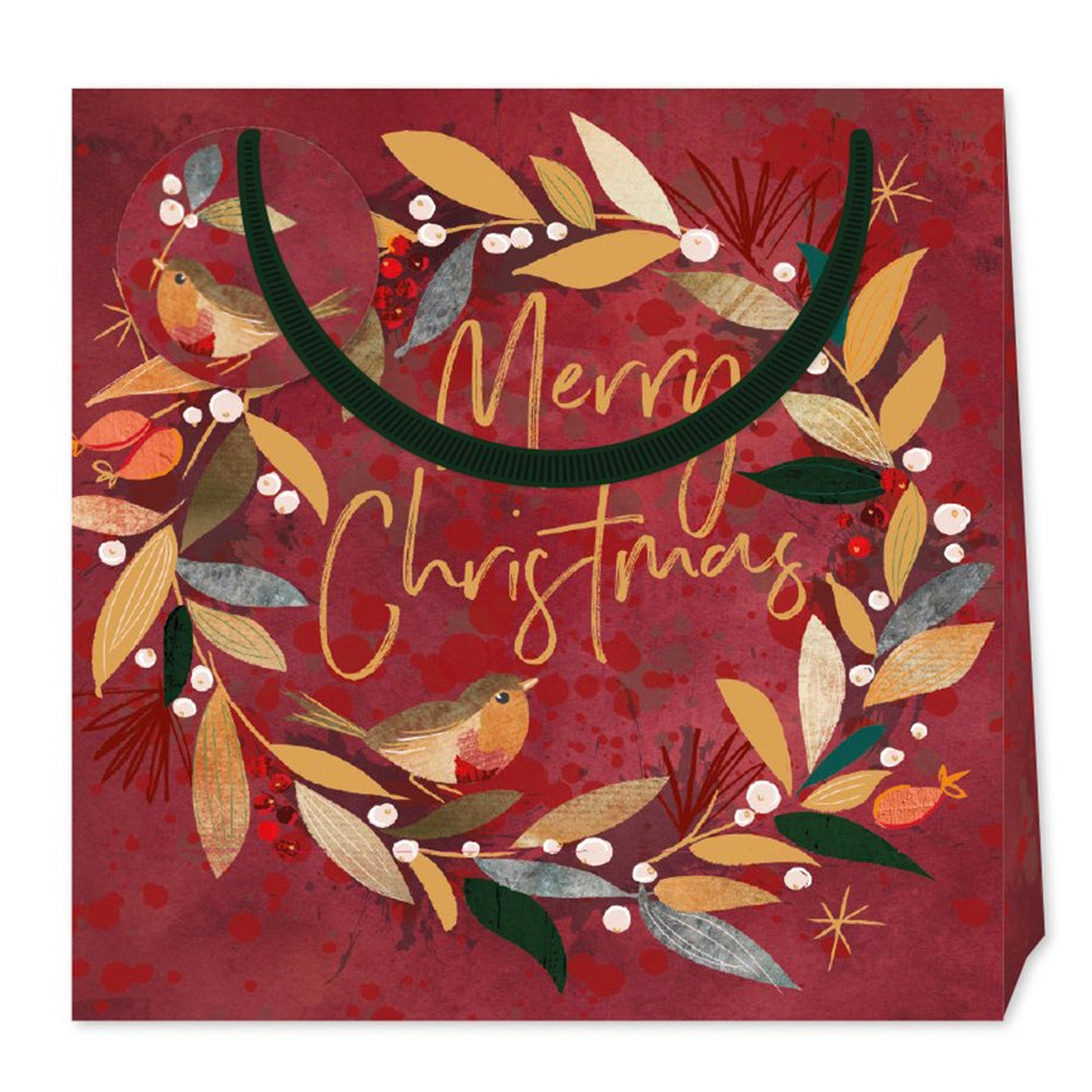 PKD Merry Christmas Medium Luxury Paper Gift Bag with tag 220 x 220 x 80 mm