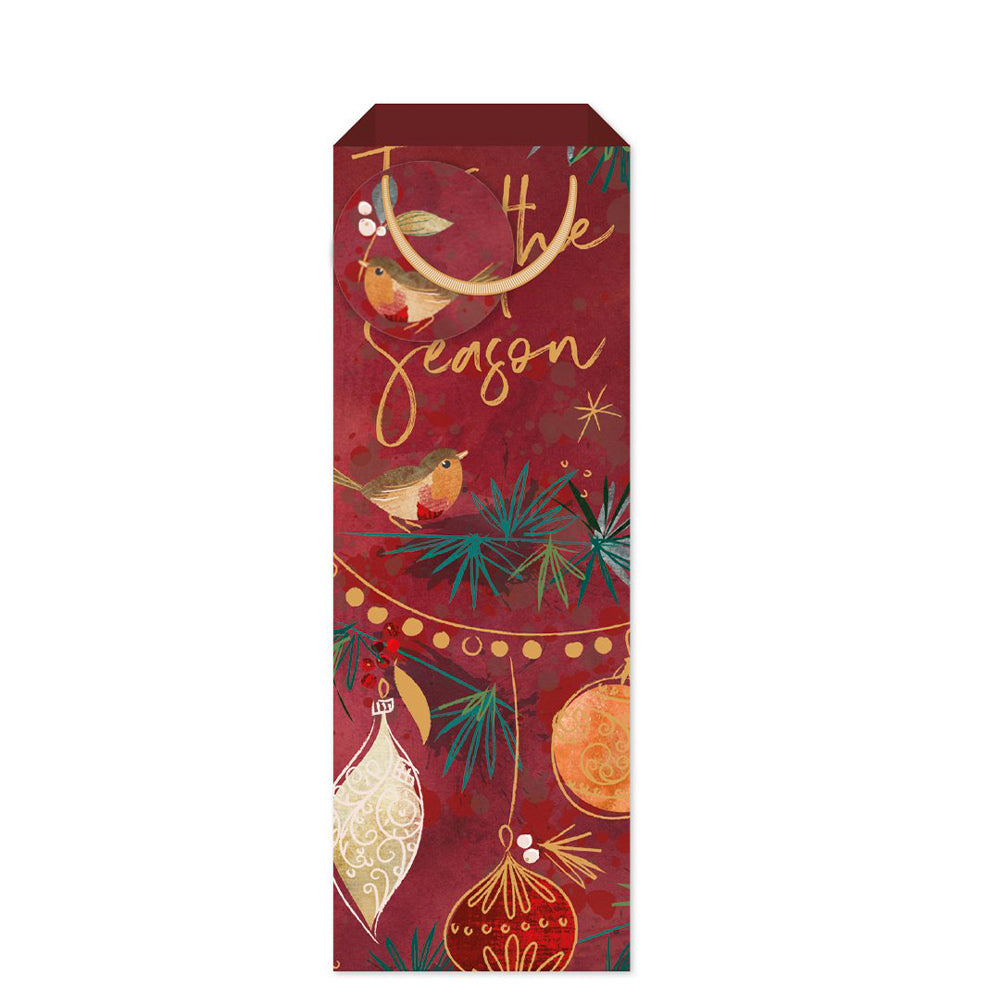 PKD Tis the Season Christmas Bottle Bag Luxury Paper Gift Bottle Bag with tag 110 X 335 X 90 mm