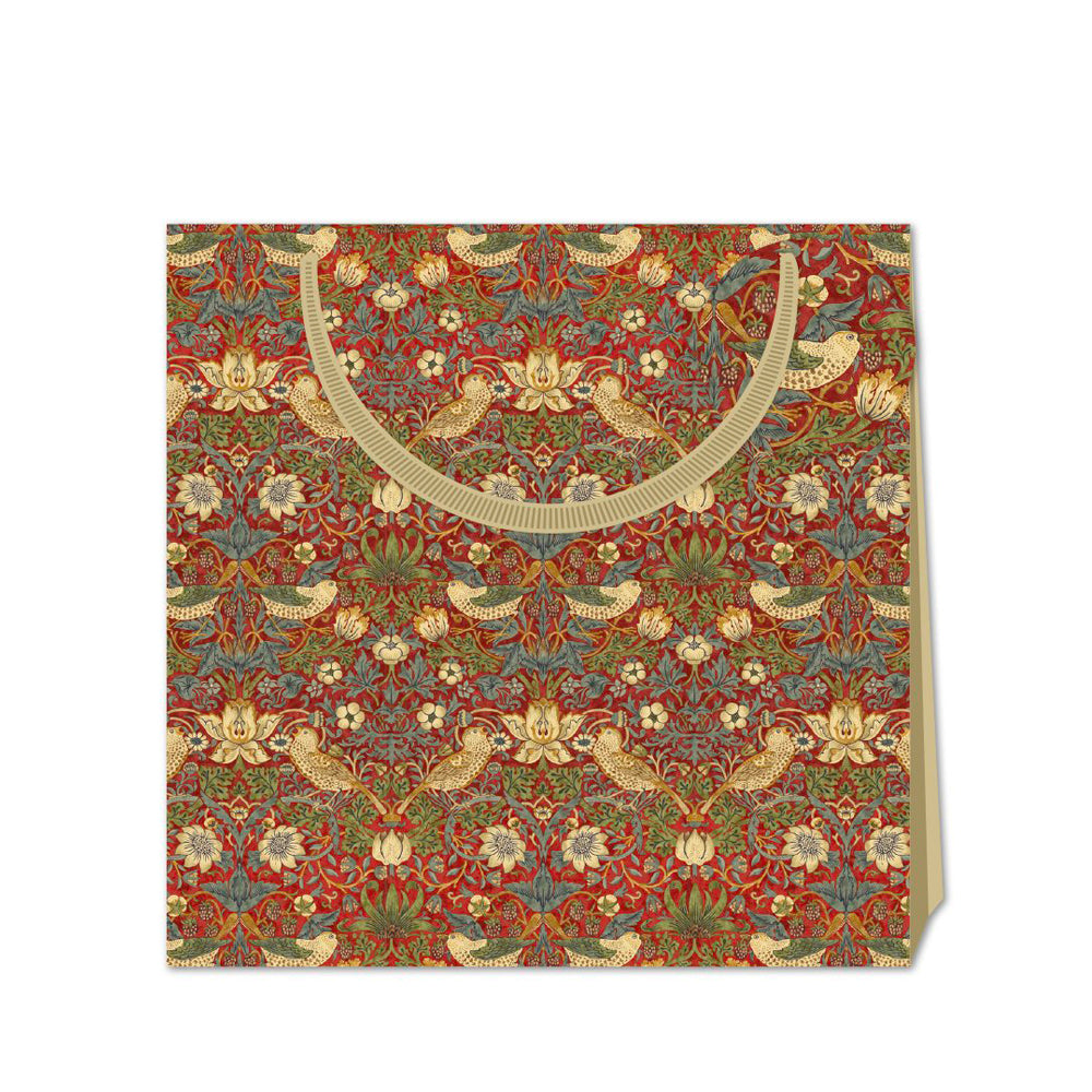 Morris and Co William Morris Strawberry Thief Red Large Luxury Paper Gift Bag with tag 325 x 325 x 120 mm
