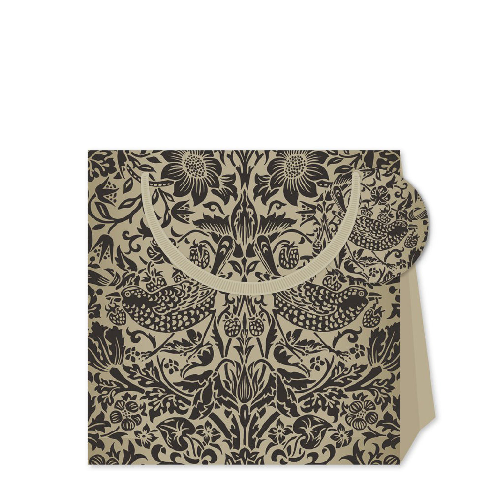 Morris & Co Strawberry Thief Charcoal William Morris Small Luxury Paper Gift Bag, size: 130 x 130 x 70mm