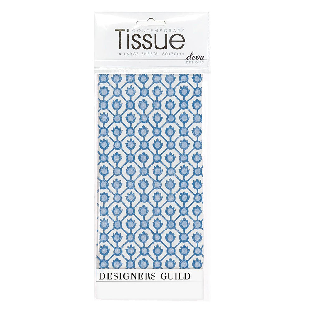 JAAL Blue Designers Guild Blue Deva Tissue Wrap 4 sheets 50 x 70 cm