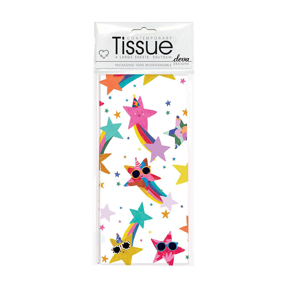 Stop the Clock Shooting Stars Tissue Paper 4 Sheets of Deva Tissue Wrapping Paper 70 x 50 cm
