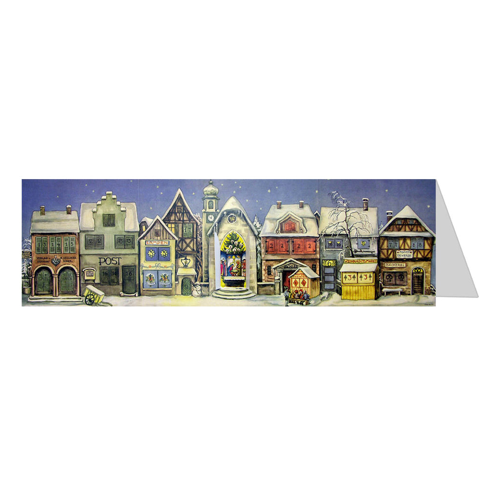 Snowscene Village Houses in the Snow Richard Sellmer Panoramic Midi Advent Card 305 x 100 mm RS 4210