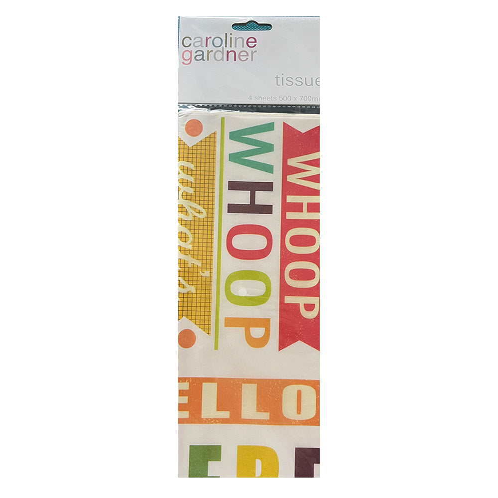 Caroline Gardner Text Tissue Wrapping Paper 4 sheets 50 x 70 cm