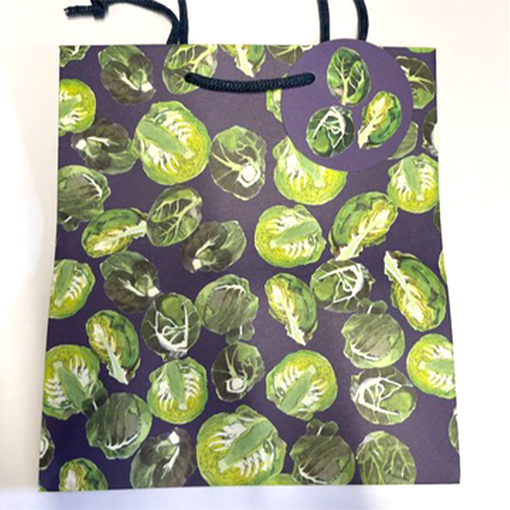 Emma Bridgewater Brussel Sprout Christmas Medium Paper Gift Bag with String Handles 200 x 225 x 100mm