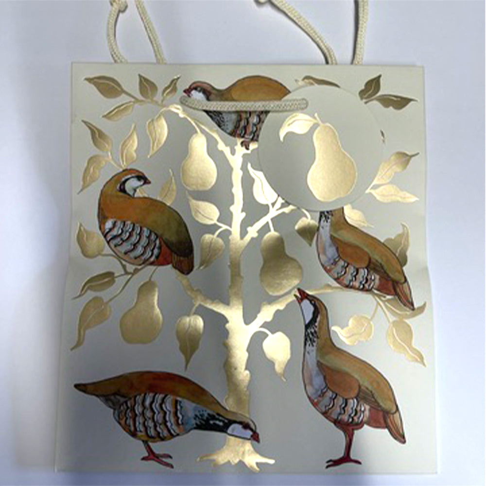 Emma Bridgewater Partiridges Christmas Medium Paper Gift Bag with String Handles 200 x 225 x 100mm