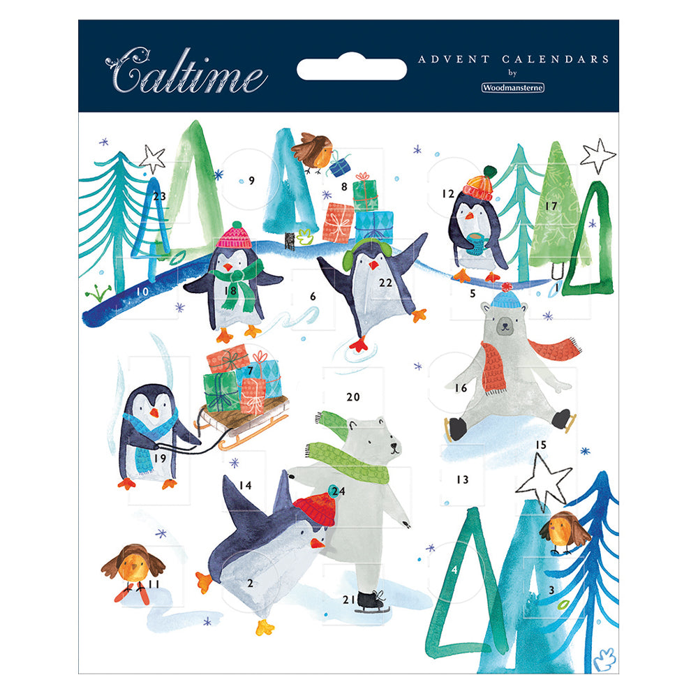 Penguins and Polar Bears Caltime Advent Calendar Card 160 x 160 mm