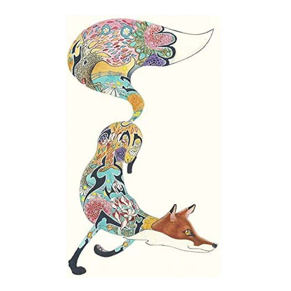 Turquoise Fox Greeting Card by Daniel Mackie - 7 x 5 inches with envelope