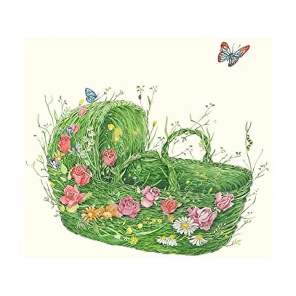 Moses Basket Greeting Card by Daniel Mackie - 7 x 5 inches with envelope