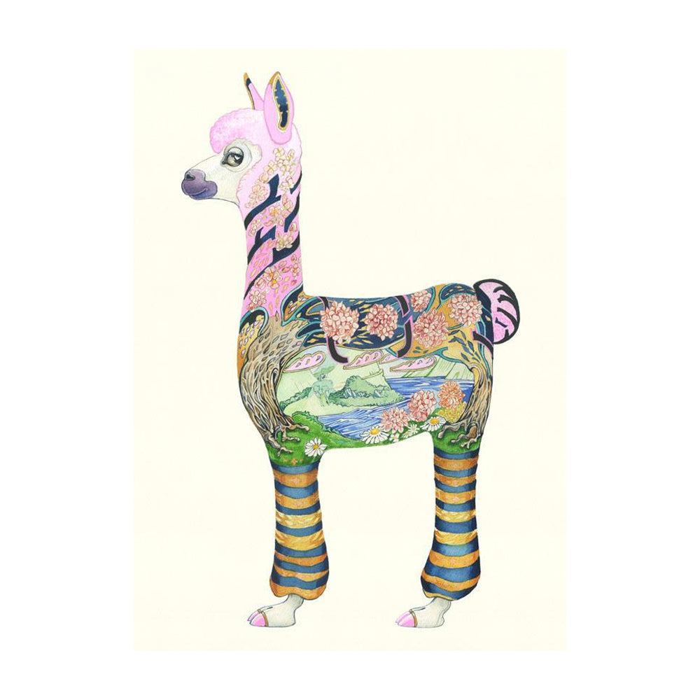 Alpaca Greeting Card by Daniel Mackie - 7 x 5 inches with envelope