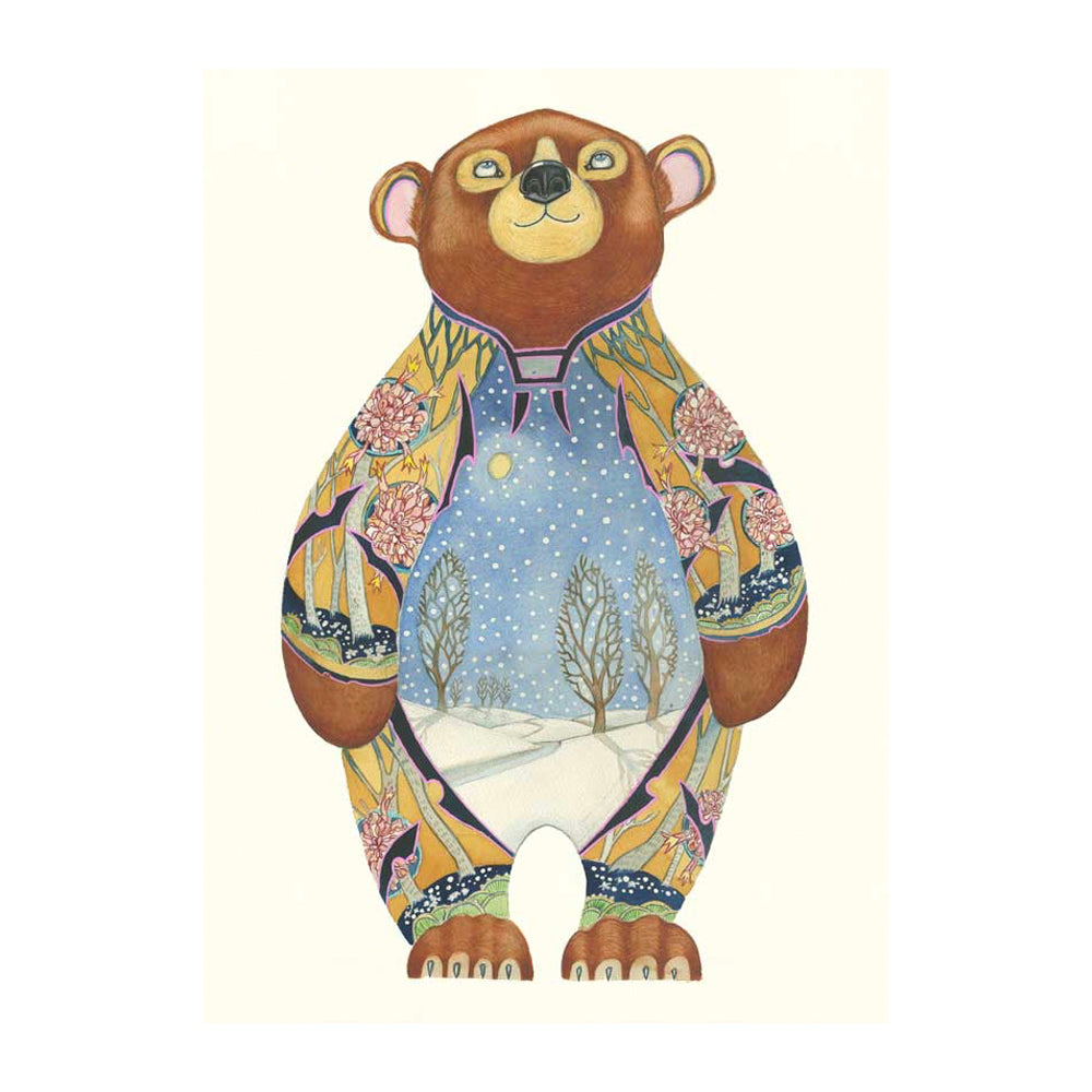 Bear in the Snow Greeting Card by Daniel Mackie - 7 x 5 inches with envelope