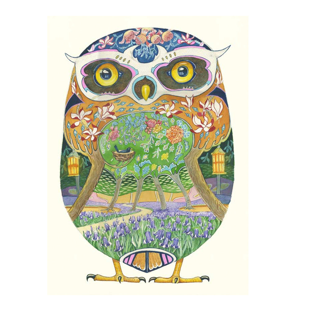 Forest Owl Greeting Card by Daniel Mackie - 7 x 5 inches with envelope