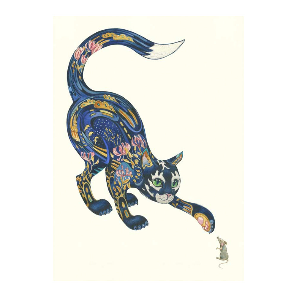Cat and Mouse Greeting Card by Daniel Mackie - 7 x 5 inches with envelope