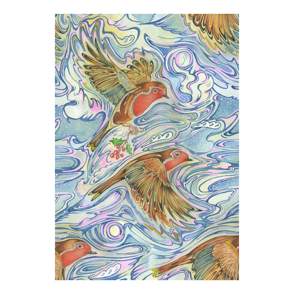 Robin Repeat Greeting Card by Daniel Mackie - 7 x 5 inches with envelope