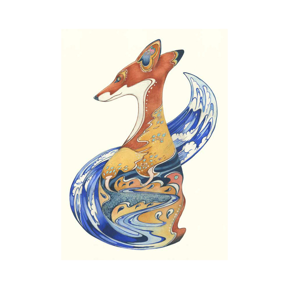 Fox in the Clouds Card by Daniel Mackie - 7 x 5 inches with envelope
