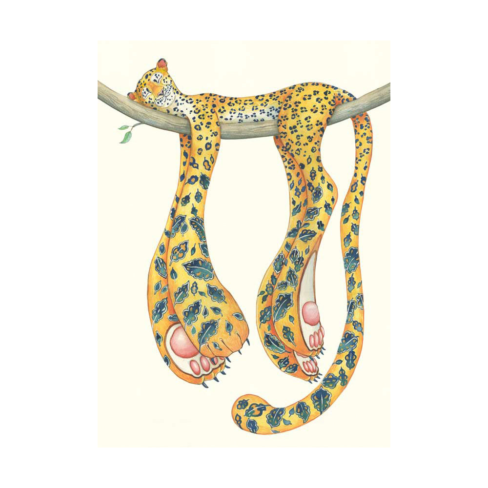 Leopard Asleep Card by Daniel Mackie - 7 x 5 inches with envelope