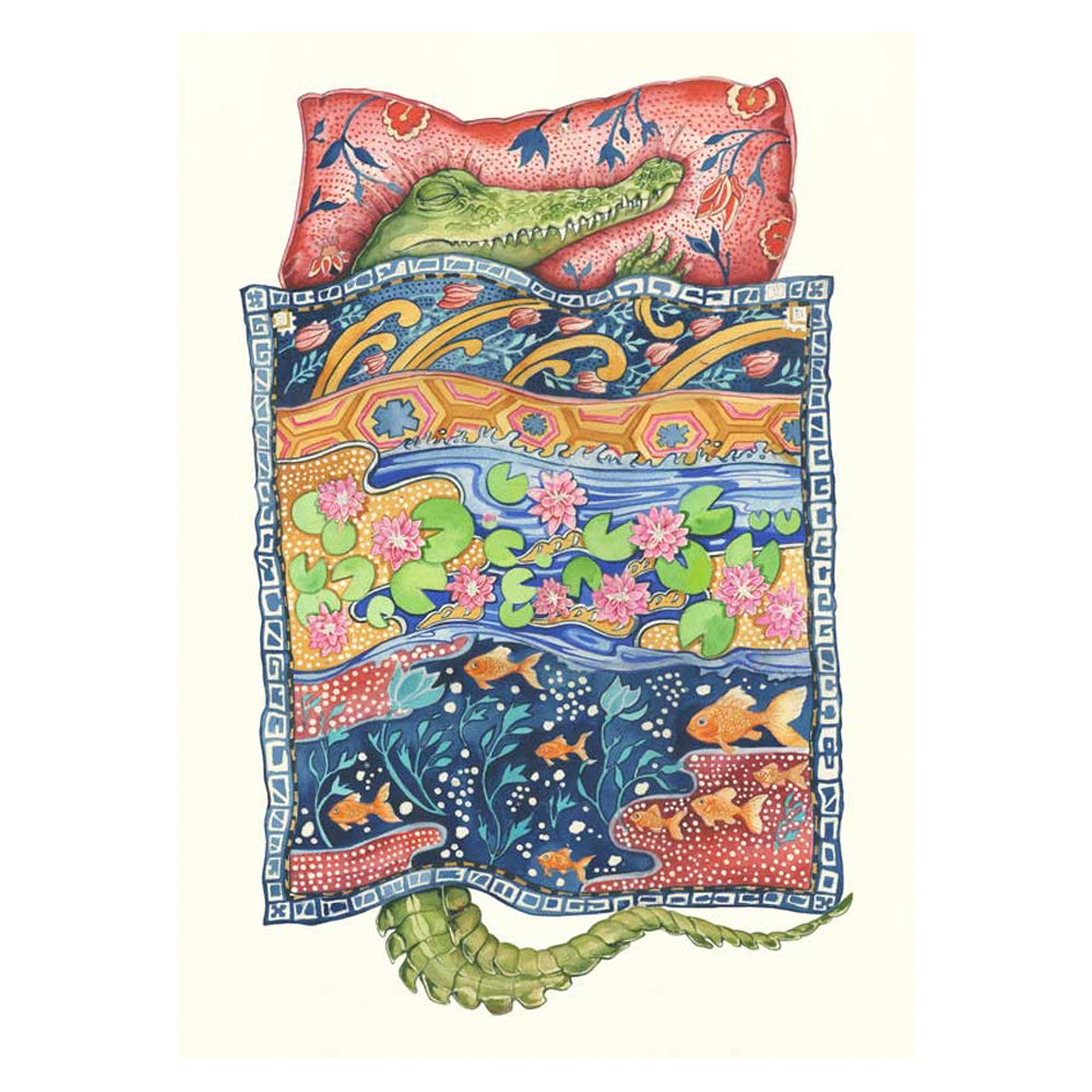 Crocodile Asleep Card by Daniel Mackie - 7 x 5 inches with envelope
