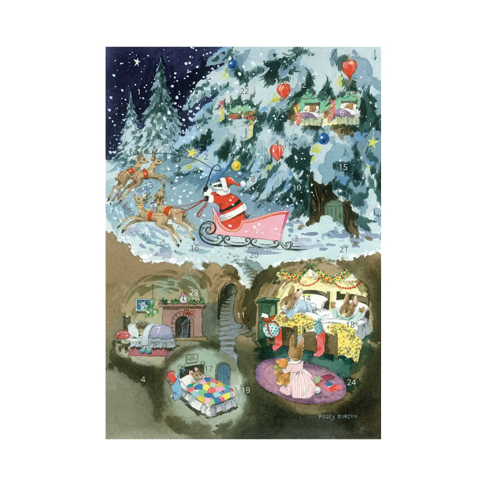 Badger Father Christmas Porch Fairies Whimsical Animals Advent Calendar Card A5 + env
