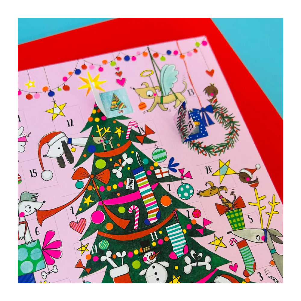 Christmas Tree & Dogs Rachel Ellen Advent Card 178 x 126 mm + env
