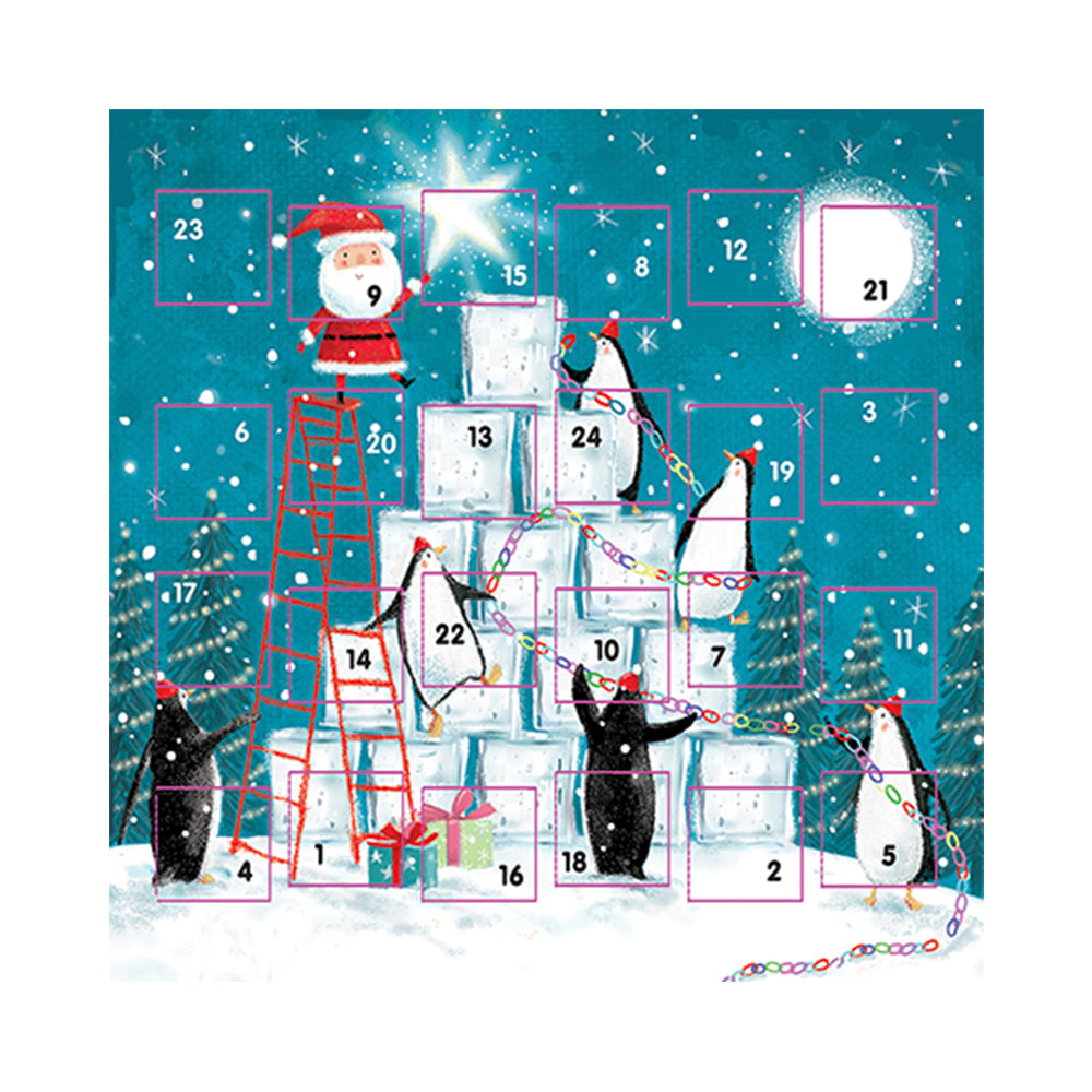Penguin A star advent card 159 x 159 mm white envelope