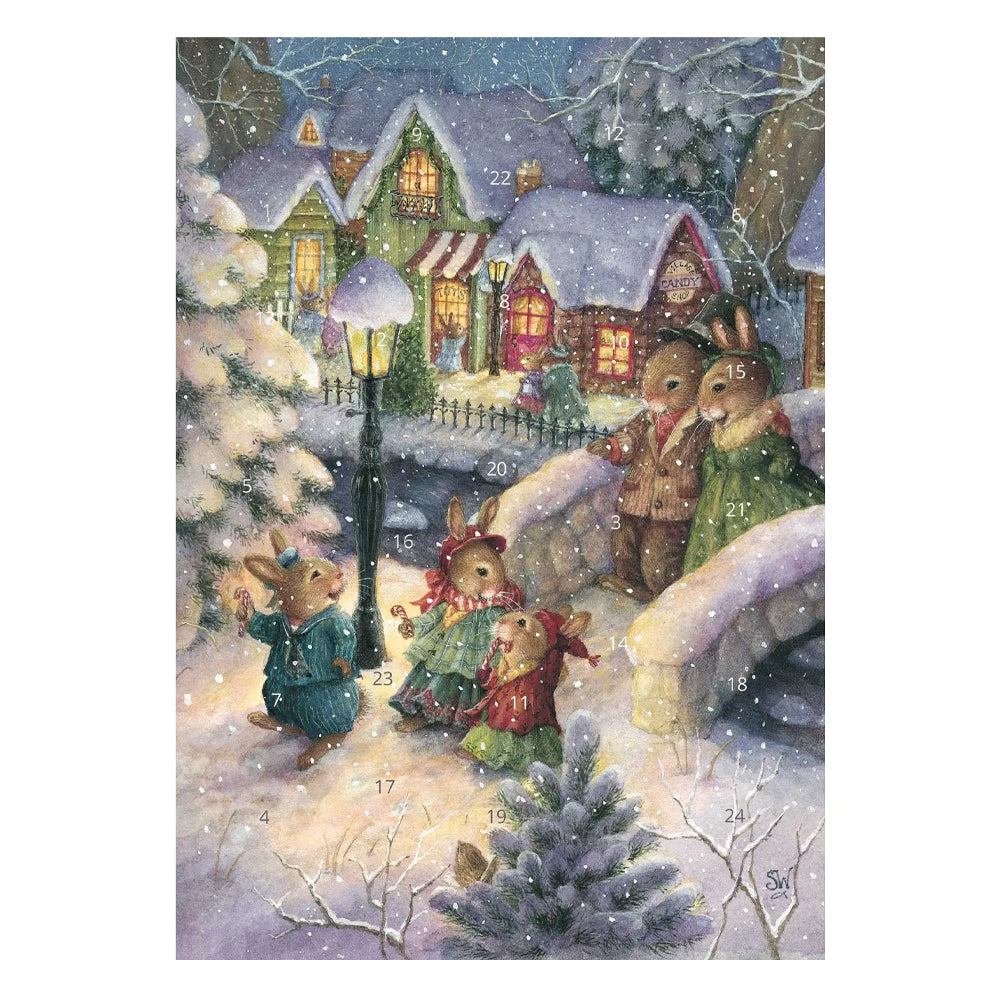 Holly Pond Hill Christmas Fun Porch Fairies Whimsical Animals Advent Calendar Card A5 + env