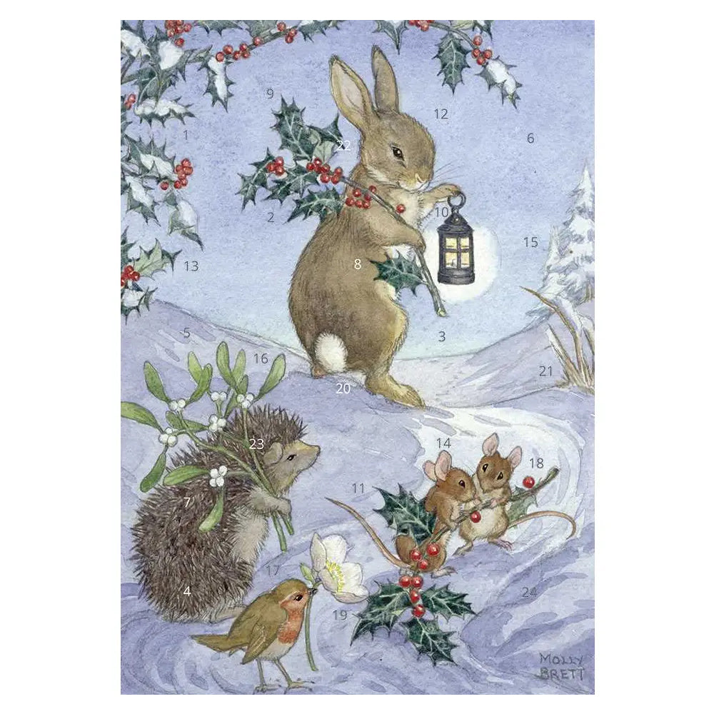 Christmas Animals Porch Fairies Whimsical Animals Advent Calendar Card A5 + env