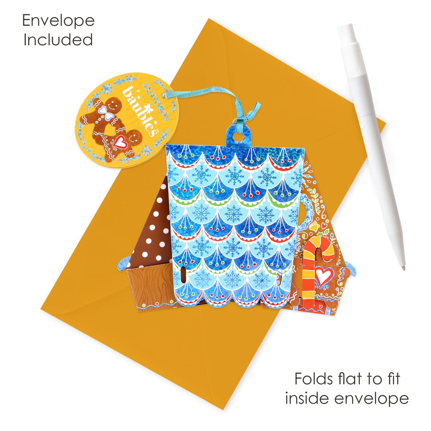 Gingerbread House 13 x 15 x 4cm - Baubles 3D Pop Up Christmas Card Ornament Santoro