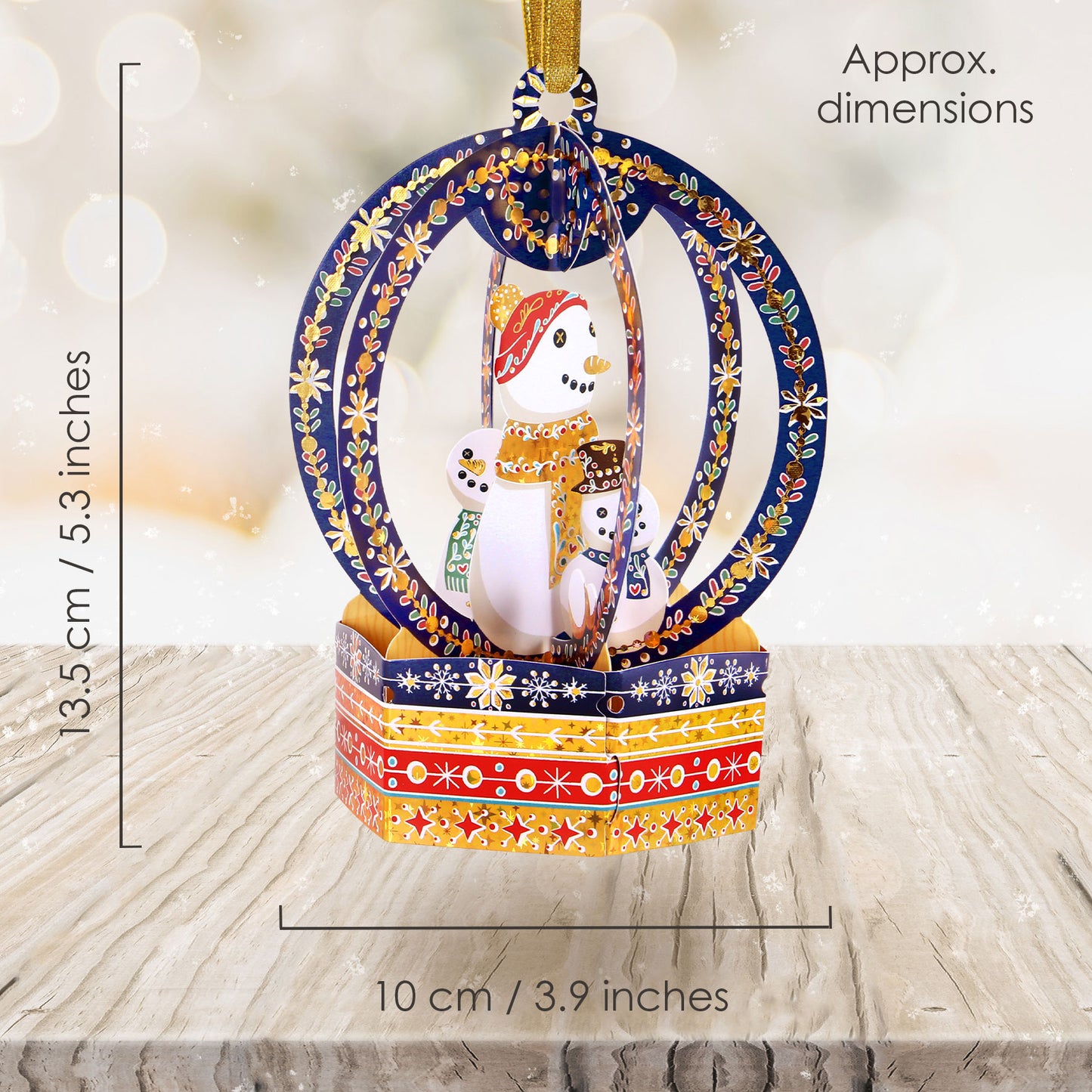 Snow Globe Snowmen 18 x 15 x 4cm - Baubles 3D Pop Up Christmas Card Ornament Santoro